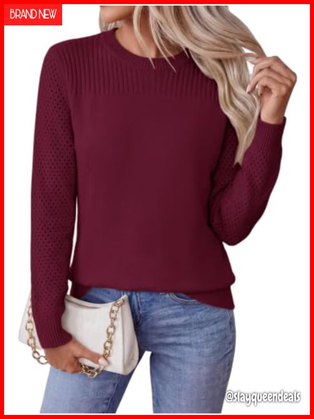 Women's Casual Long Sleeve Ribbed Knit Sweater Pullover